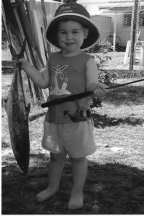 Hayden, with the help of Uncle Mal, shows that spotty mackerel are still around Rodd Harbour.